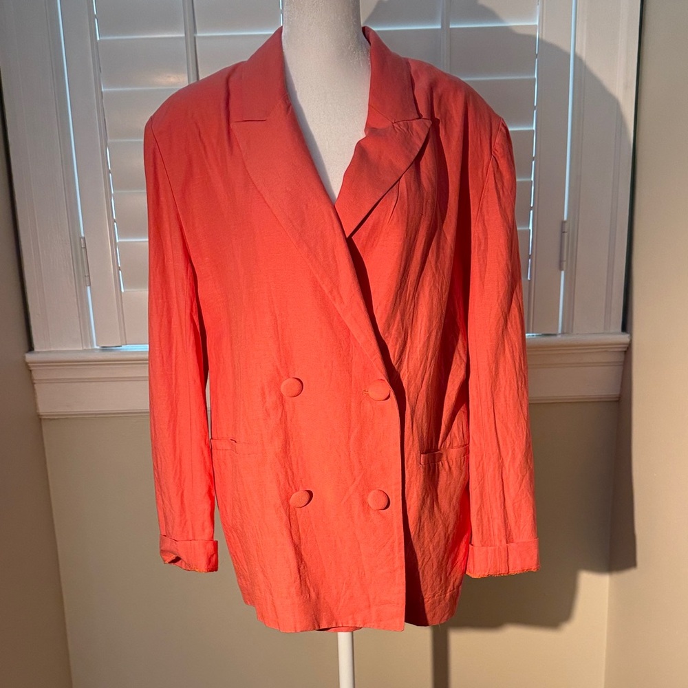 Womens Double-Breasted Coral Blazer Jacket